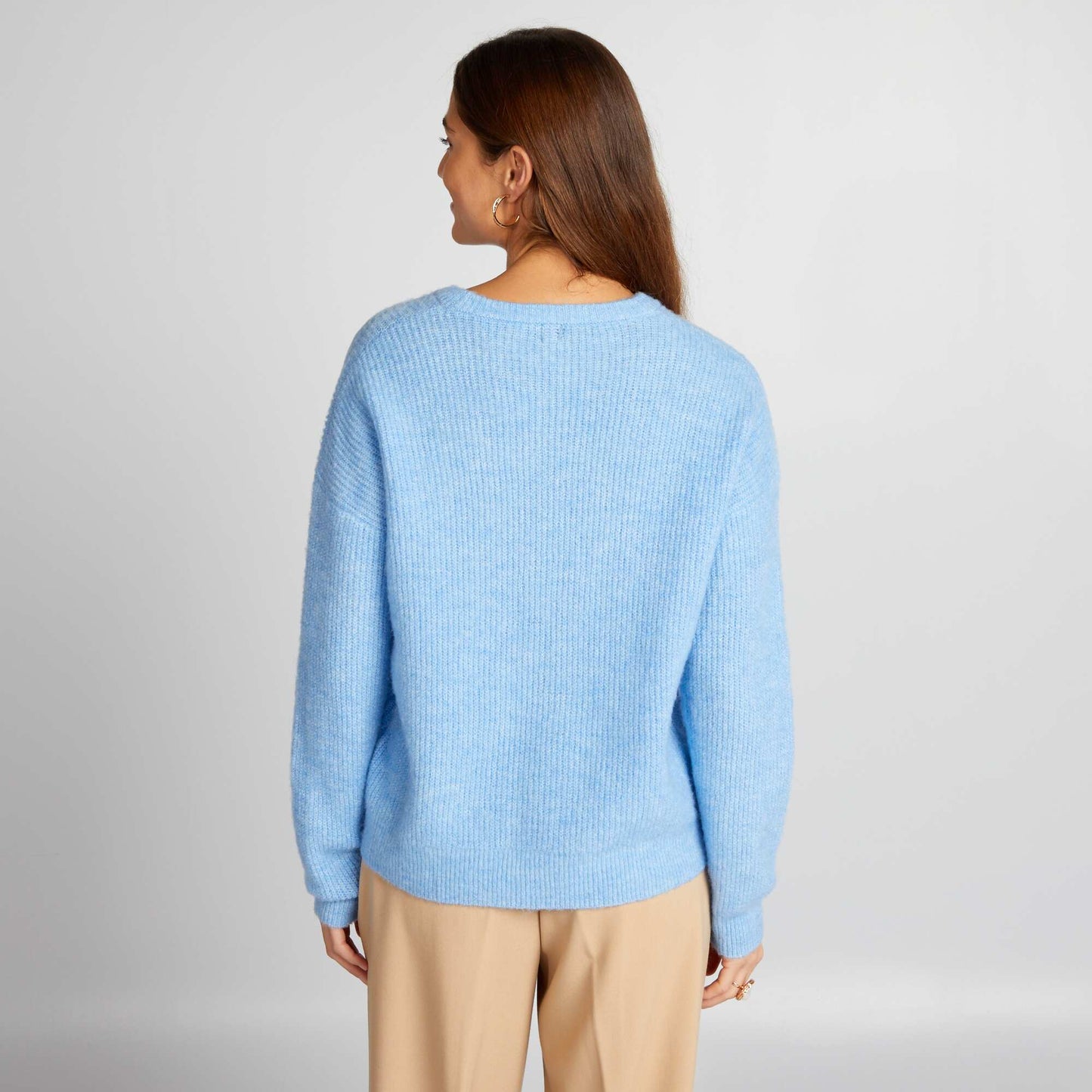 Soft ribbed knit sweater BLUE