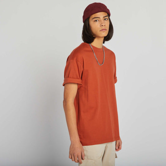 Short-sleeved jersey knit T-shirt ORANGE