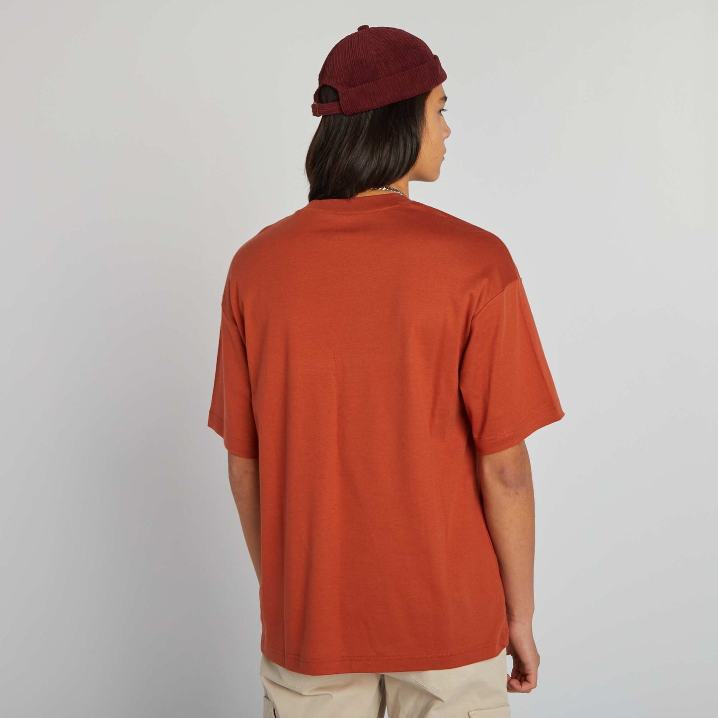 Short-sleeved jersey knit T-shirt ORANGE