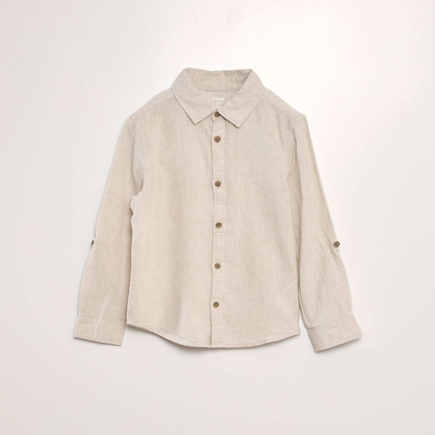 Shirt with roll-up sleeves BEIGE