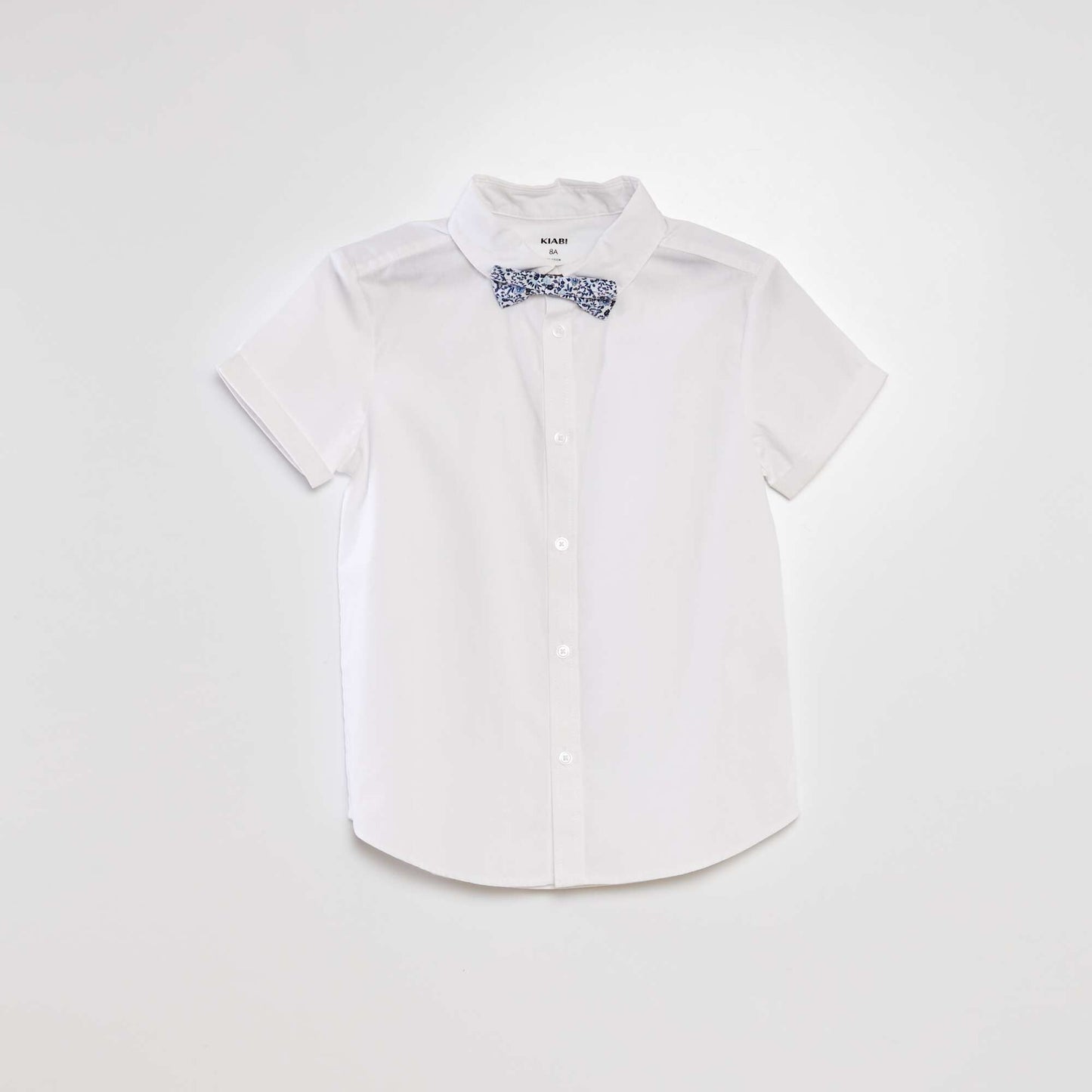 Short-sleeved shirt with bow tie WHITE