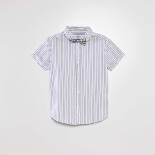 Short-sleeved shirt with bow tie WHITE