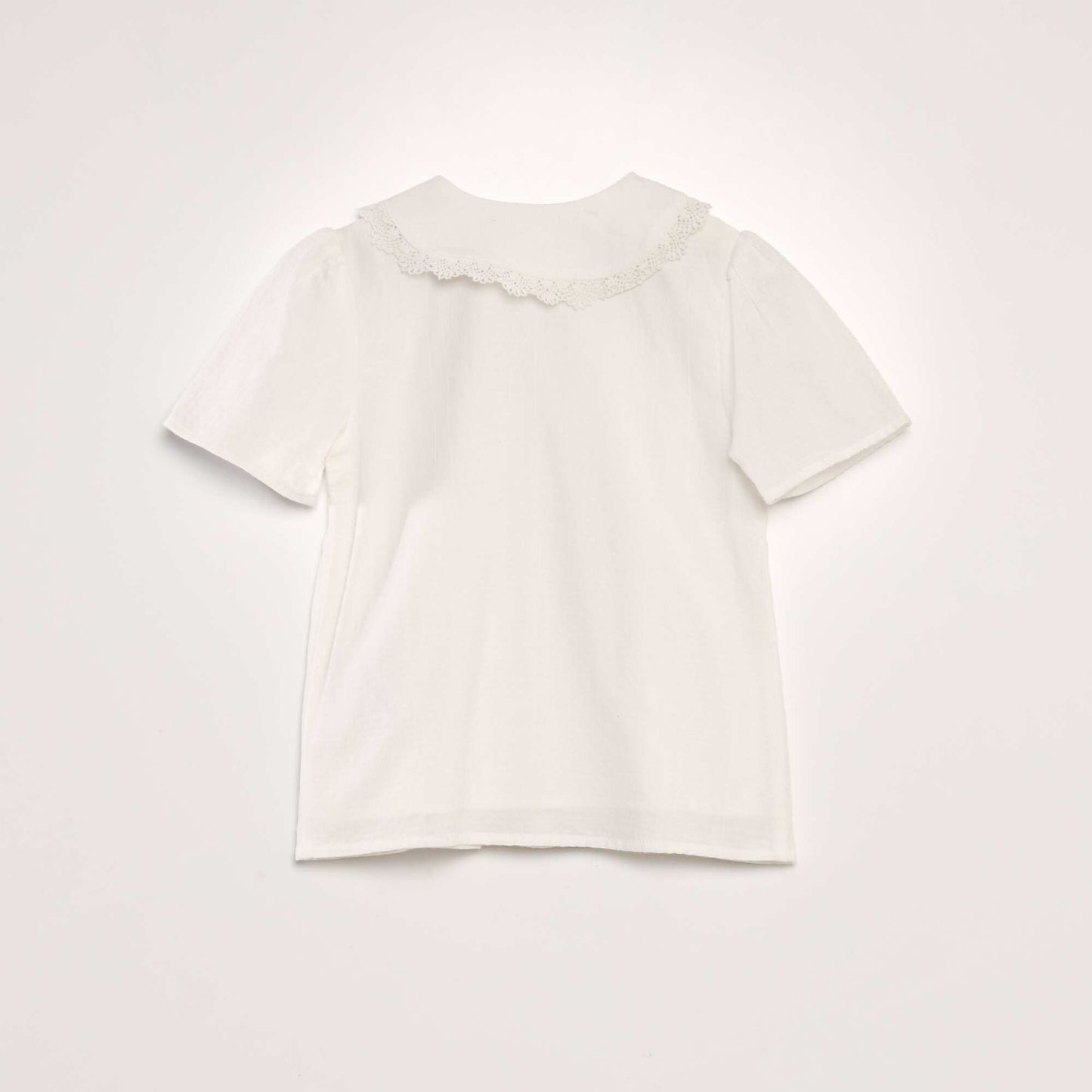 Textured fabric blouse with Peter Pan collar WHITE