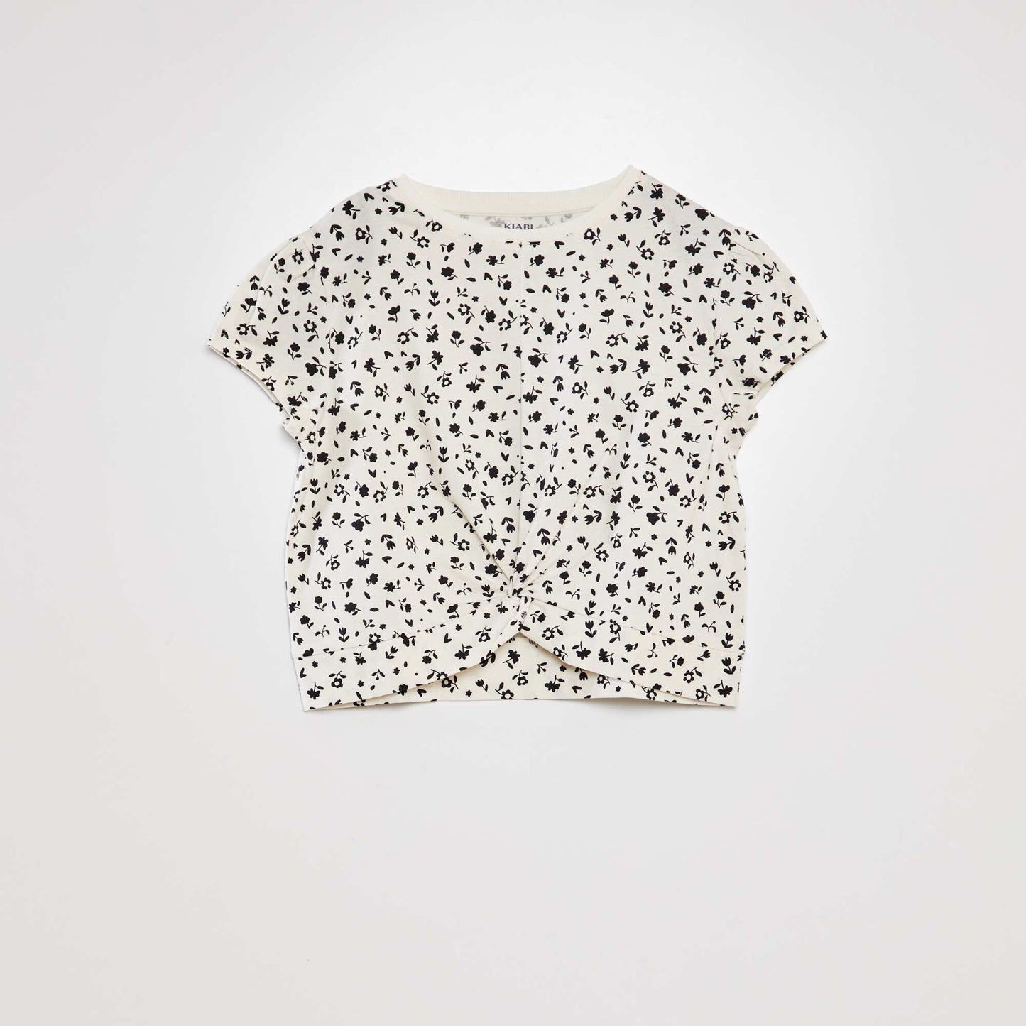 T-shirt with knotted front BEIGE