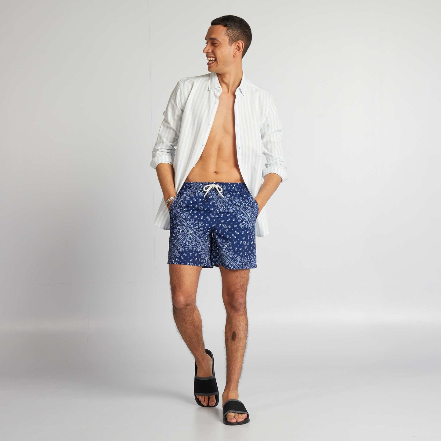 Printed swim shorts BLUE