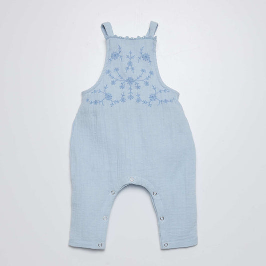 Cotton gauze dungarees BLUE