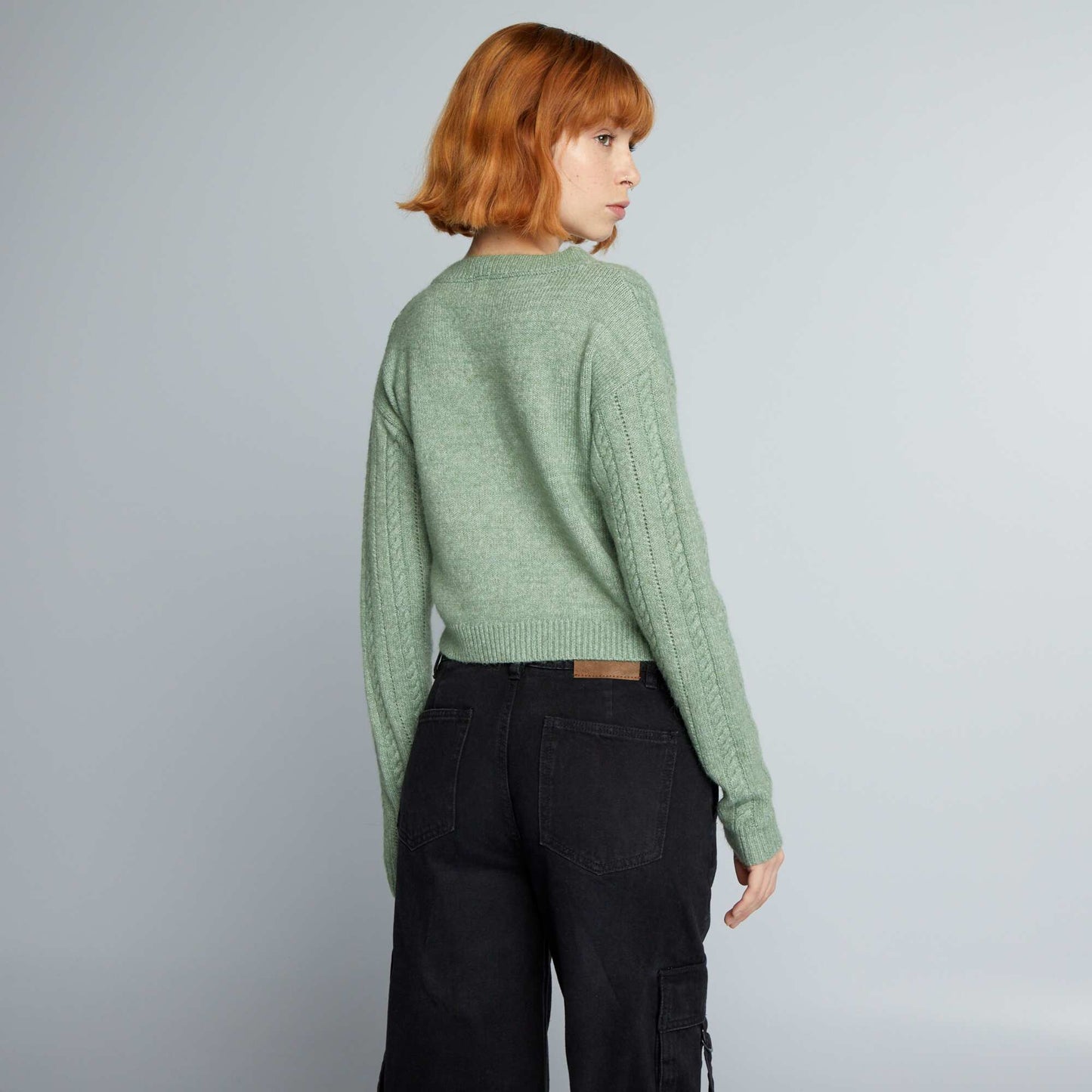 Cable-knit cardigan GREEN