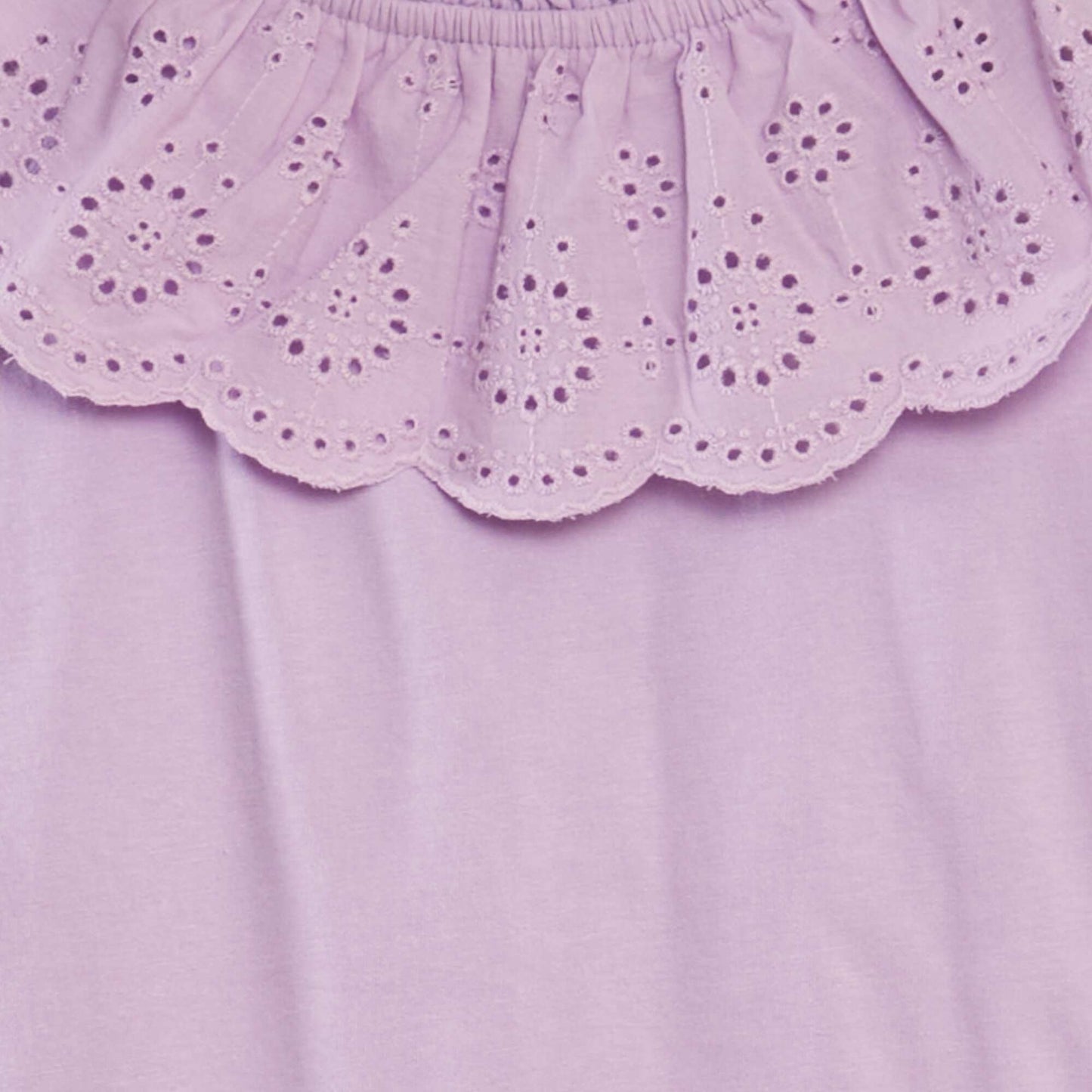 Sleeveless T-shirt with embroidered neckline PURPLE