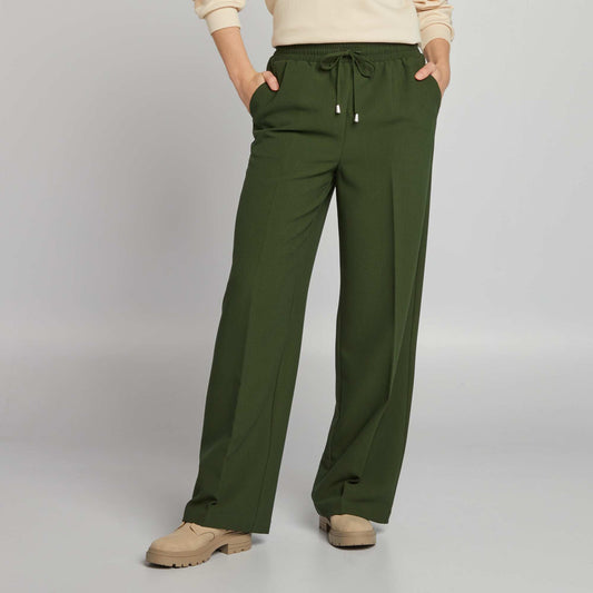 Straight-leg trousers with ties GREEN