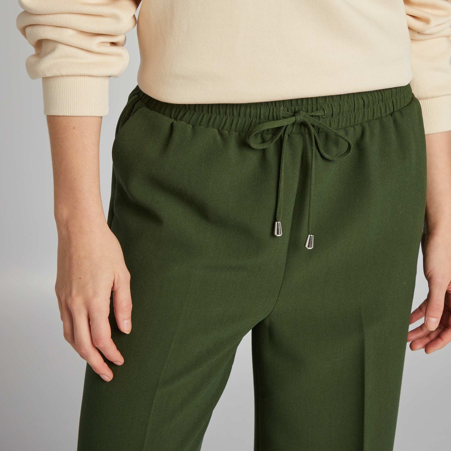 Straight-leg trousers with ties GREEN