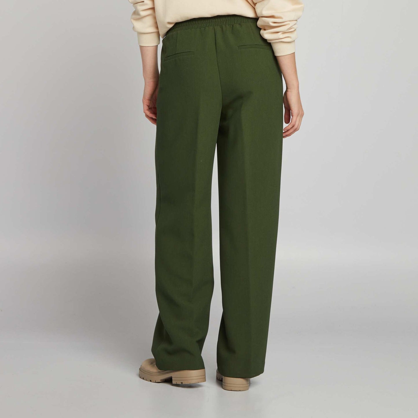 Straight-leg trousers with ties GREEN