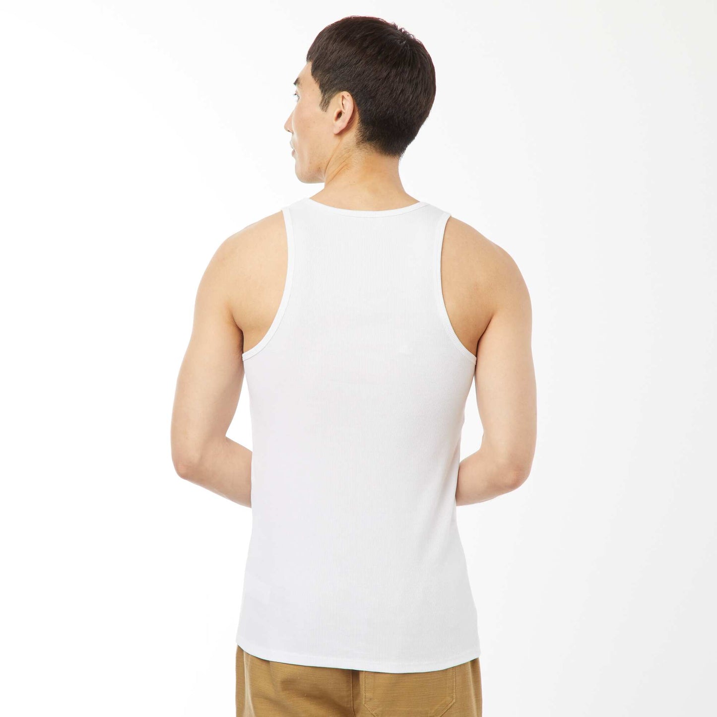 Plain vest top in ribbed knit fabric WHITE