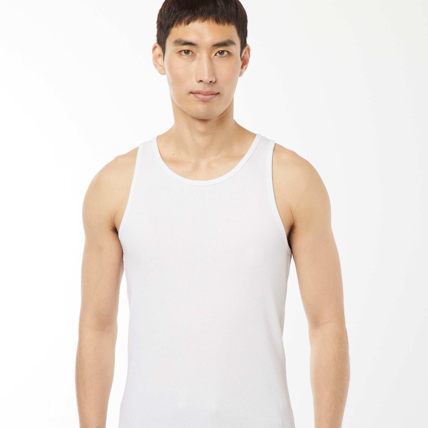 Plain vest top in ribbed knit fabric WHITE