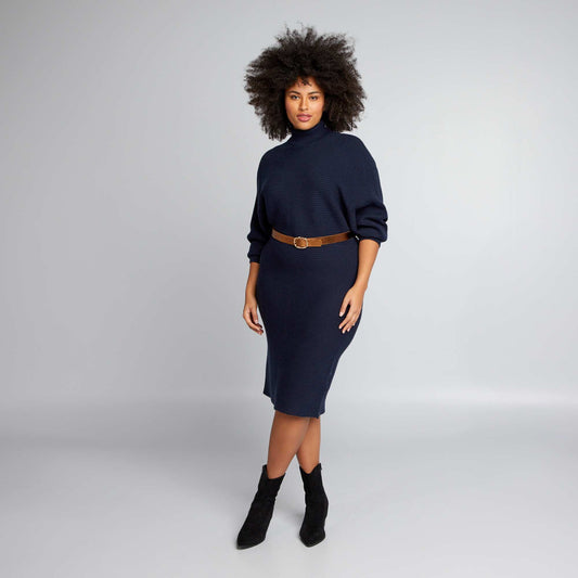 Long polo neck dress blue