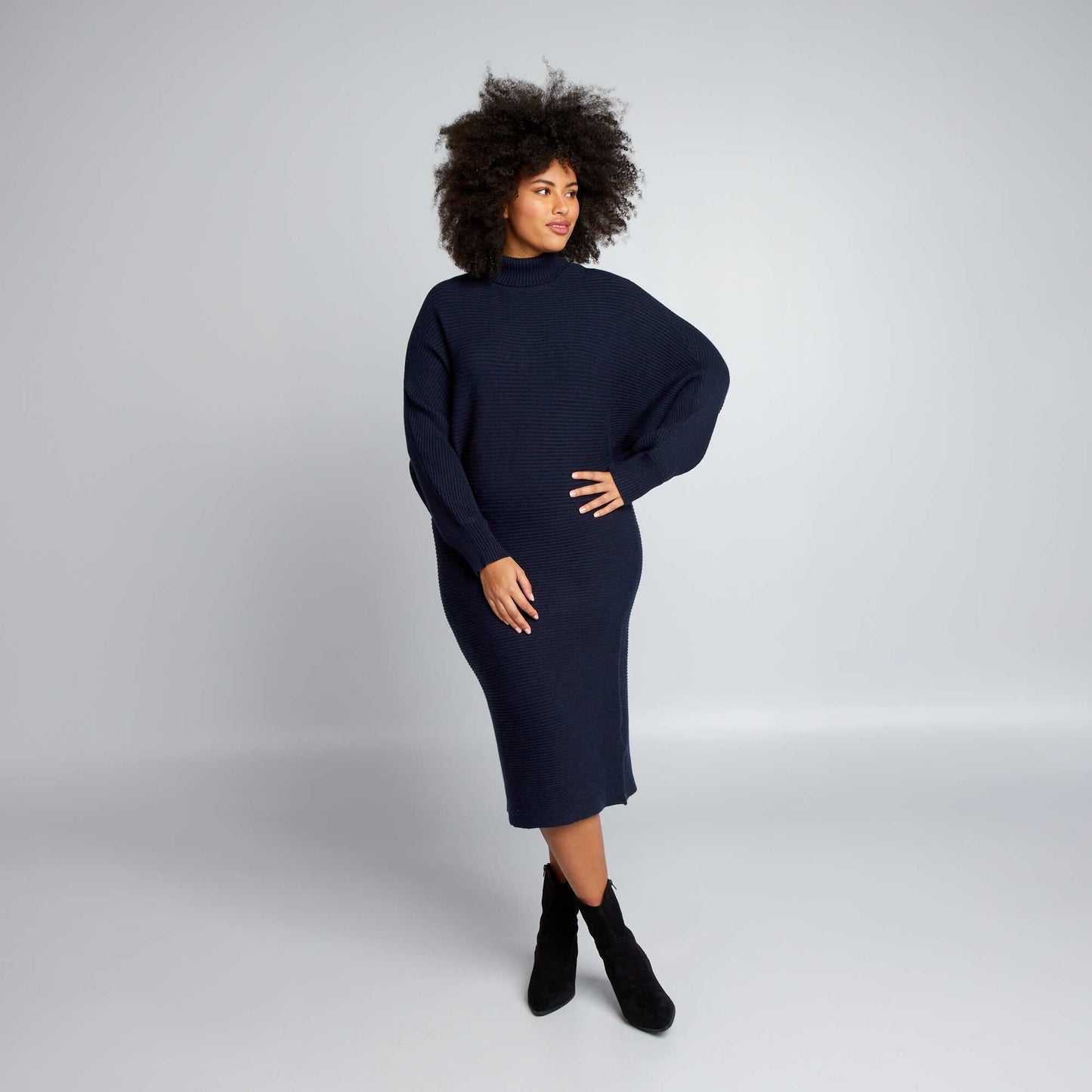 Long polo neck dress blue