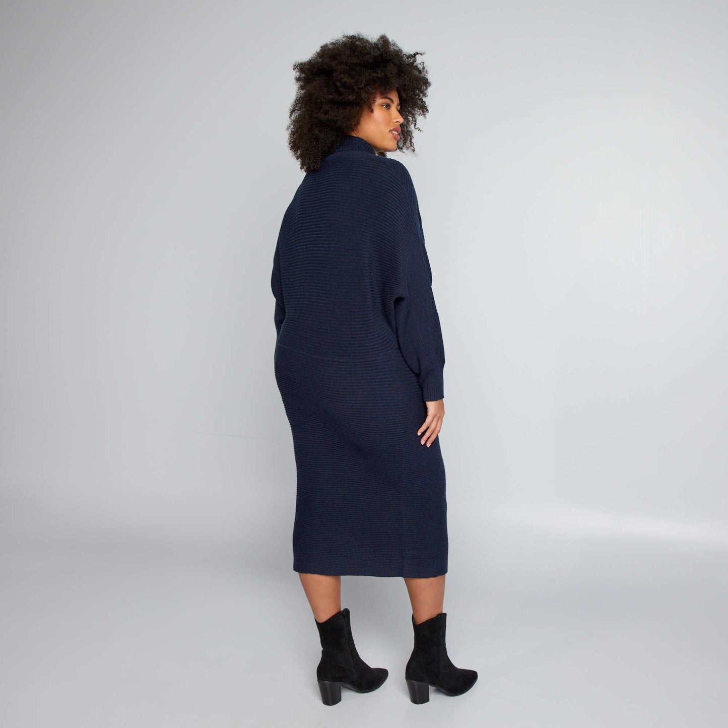 Long polo neck dress blue