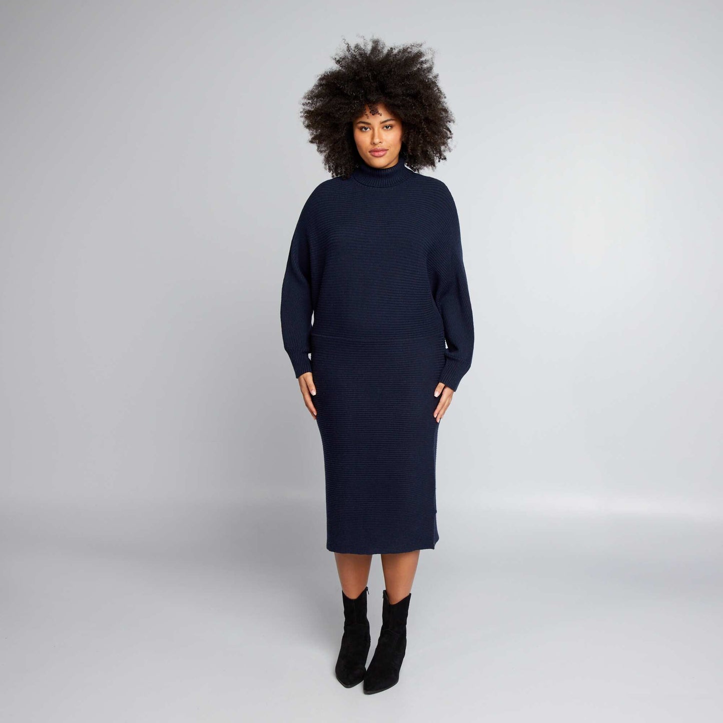 Long polo neck dress blue