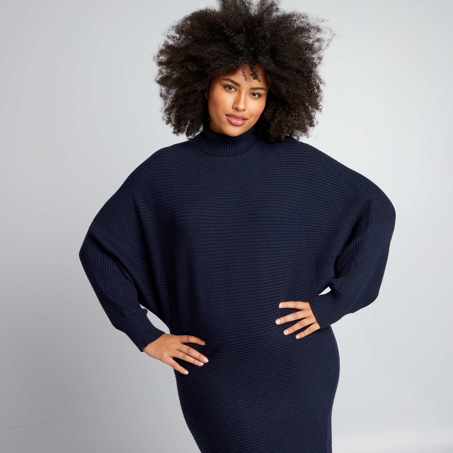 Long polo neck dress blue