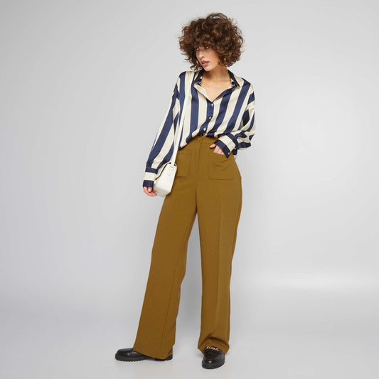 Straight-leg trousers with 2 patch pockets KHAKI