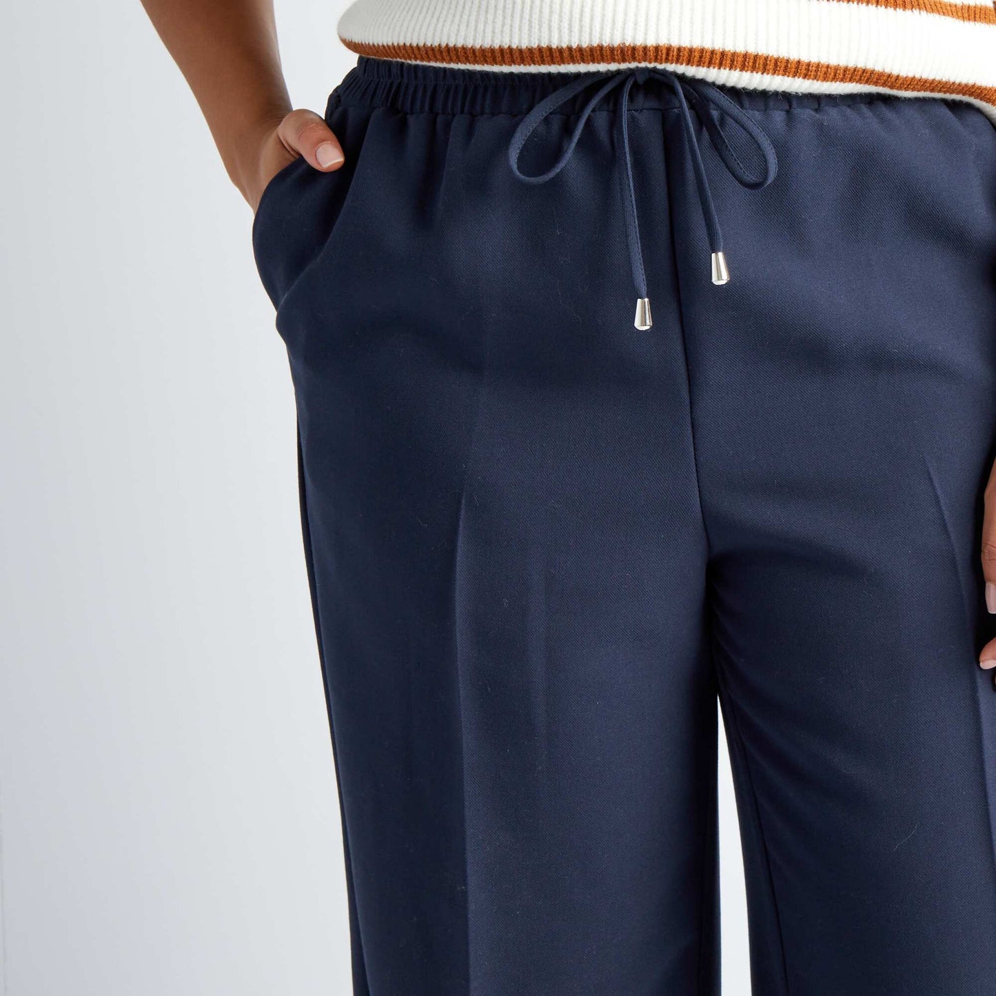 Straight-leg trousers with elasticated waist BLUE