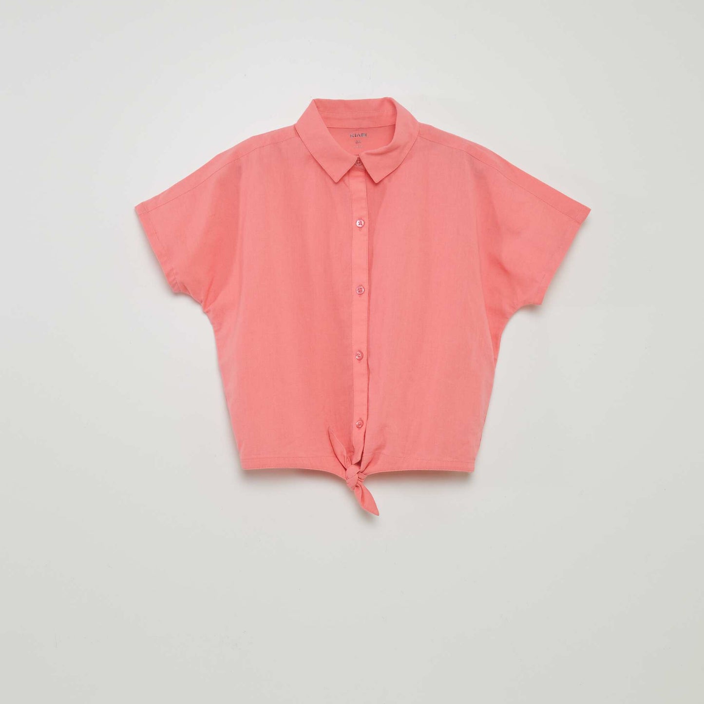 Cotton and linen tie shirt pink