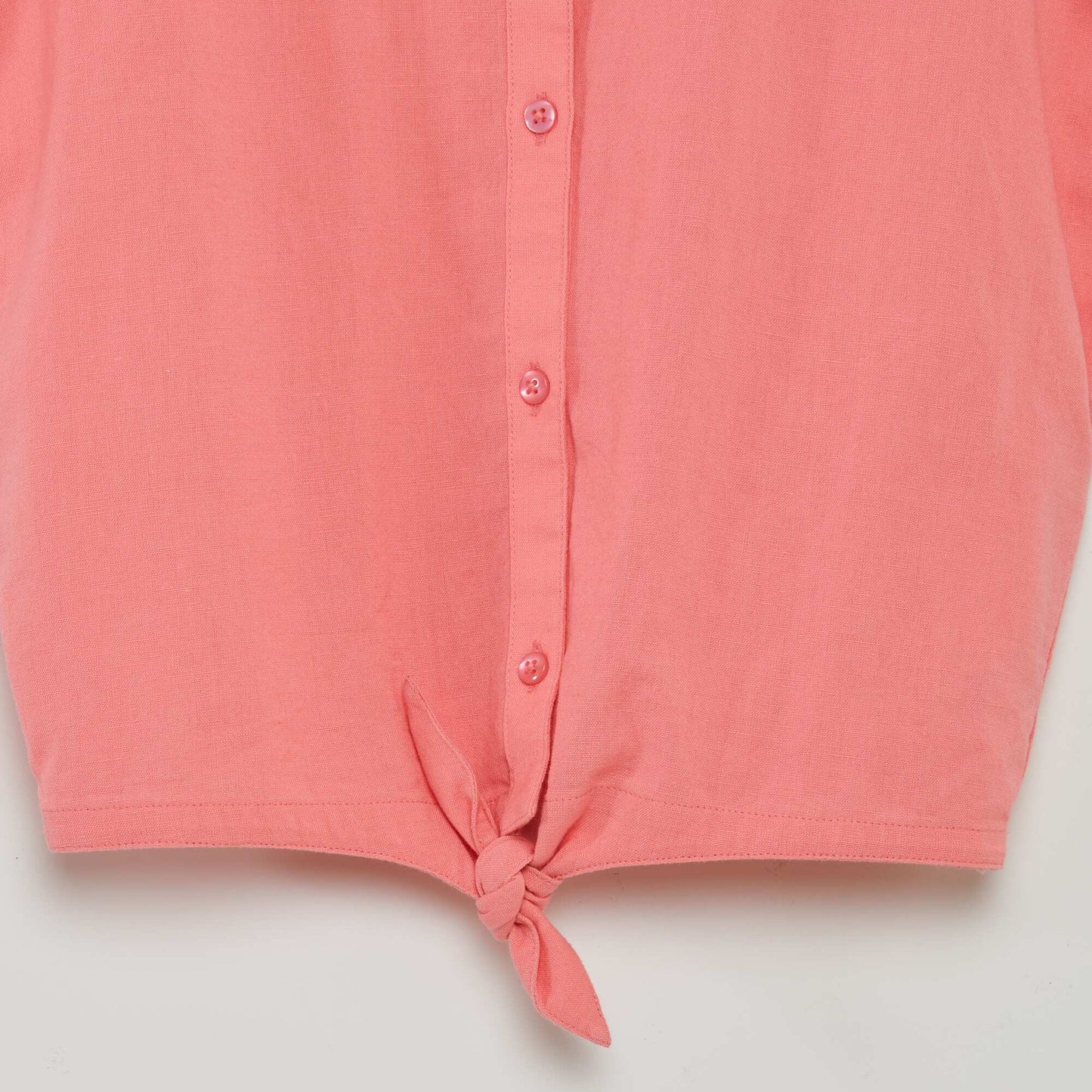 Cotton and linen tie shirt pink