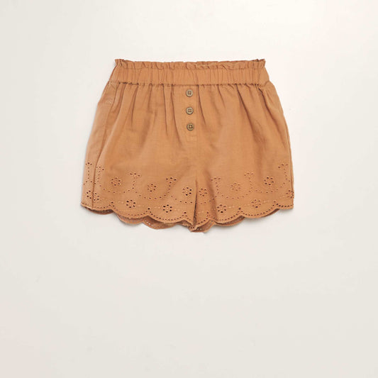 Cotton voile shorts BROWN