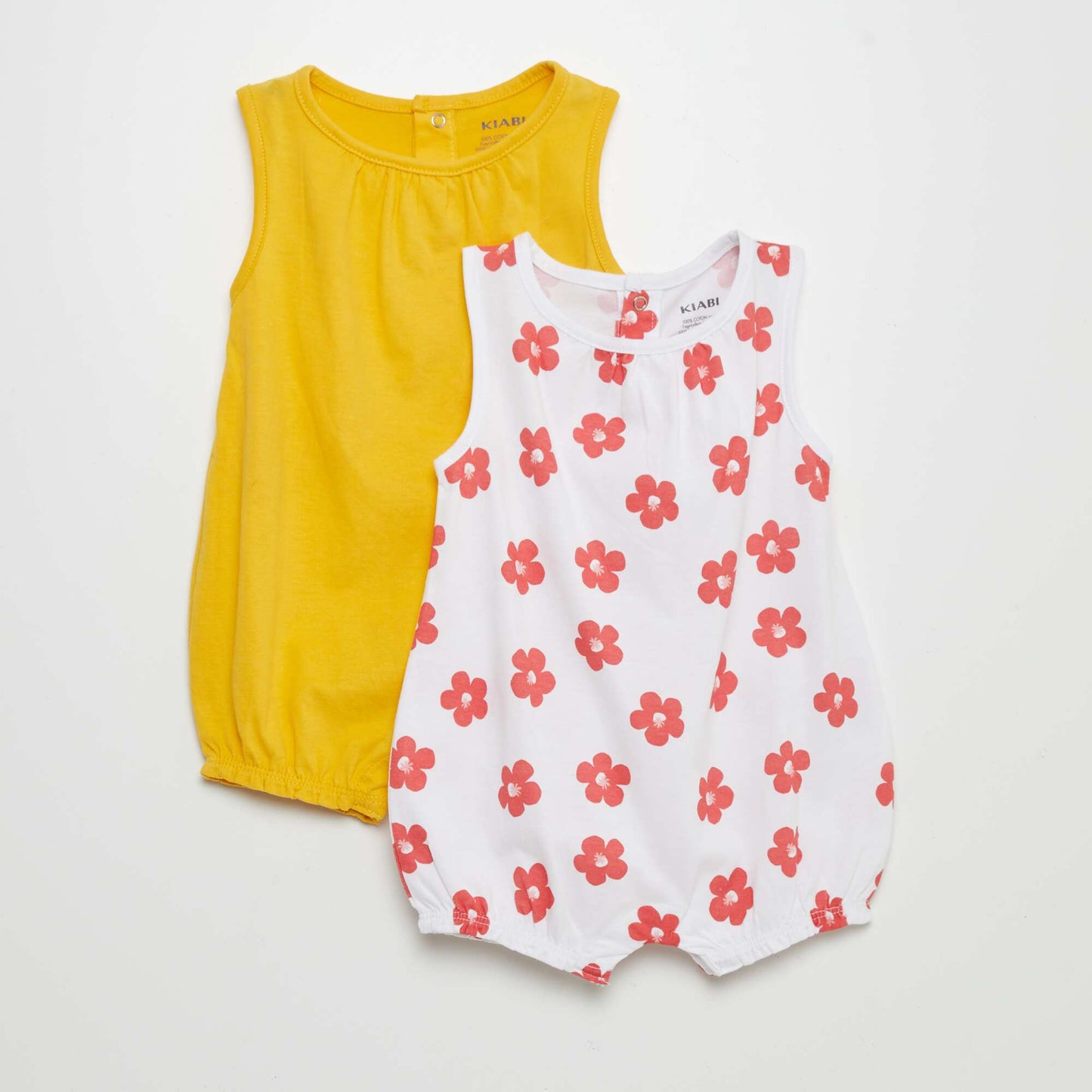 Pack of jersey fabric playsuits - 2-piece set WHITE