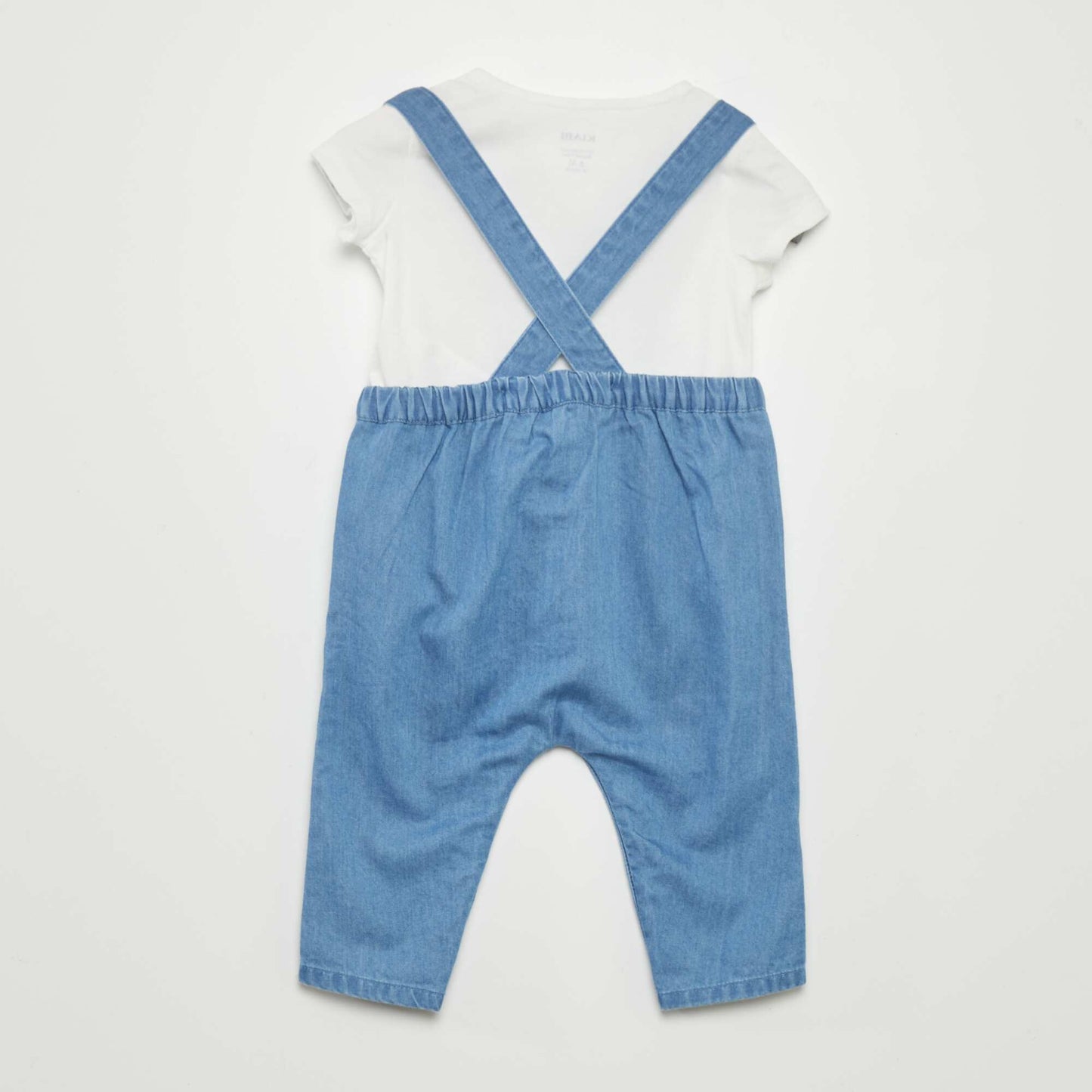 Denim dungarees + body set WHITE