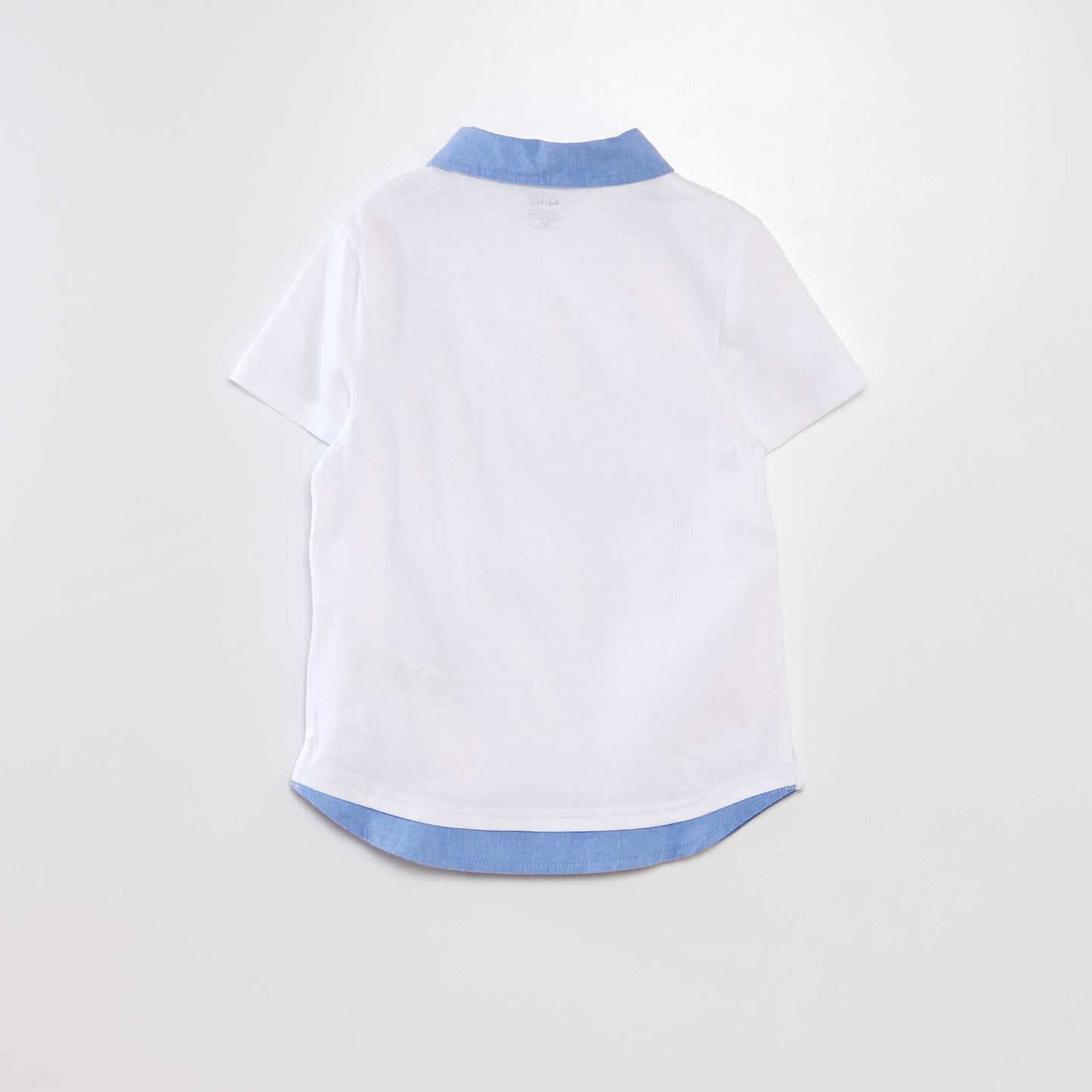 Cotton polo shirt with contrasting collar white