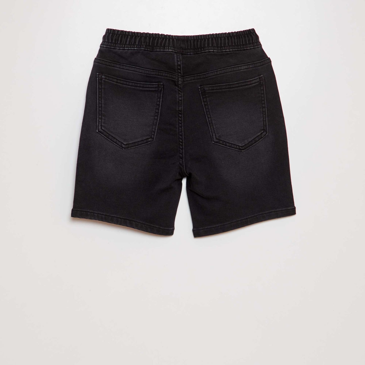 Stretch denim Bermuda shorts BLACK