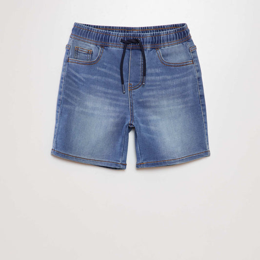 Stretch denim Bermuda shorts BLUE