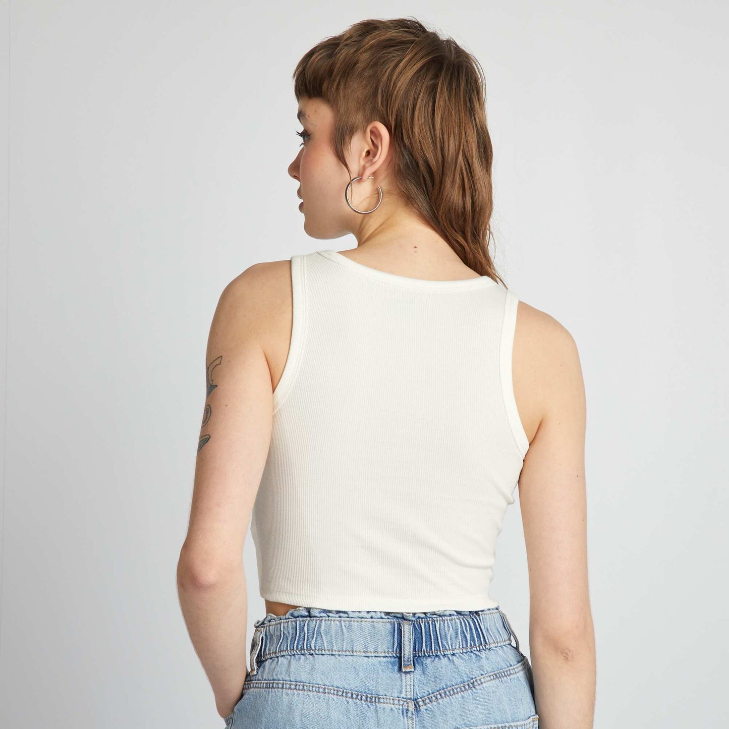 Ribbed jersey top WHITE