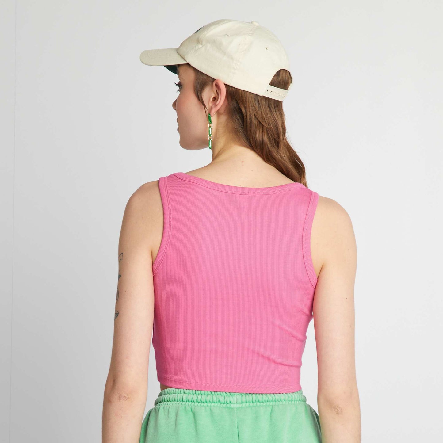 Ribbed jersey top pink