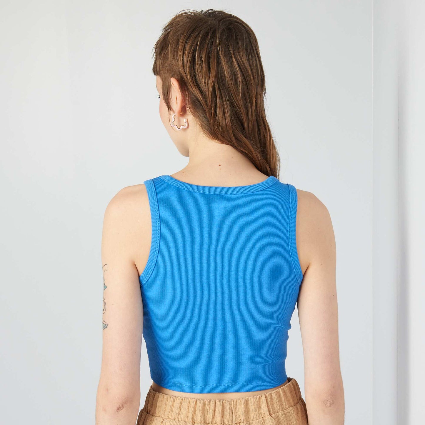 Ribbed jersey top BLUE