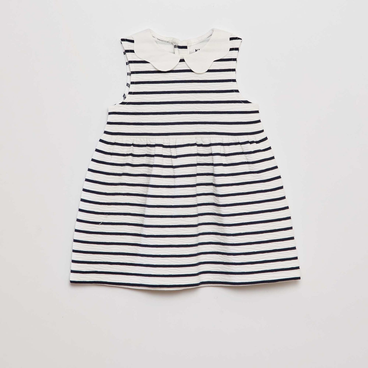 Crinkle-knit dress with Peter Pan collar WHITE