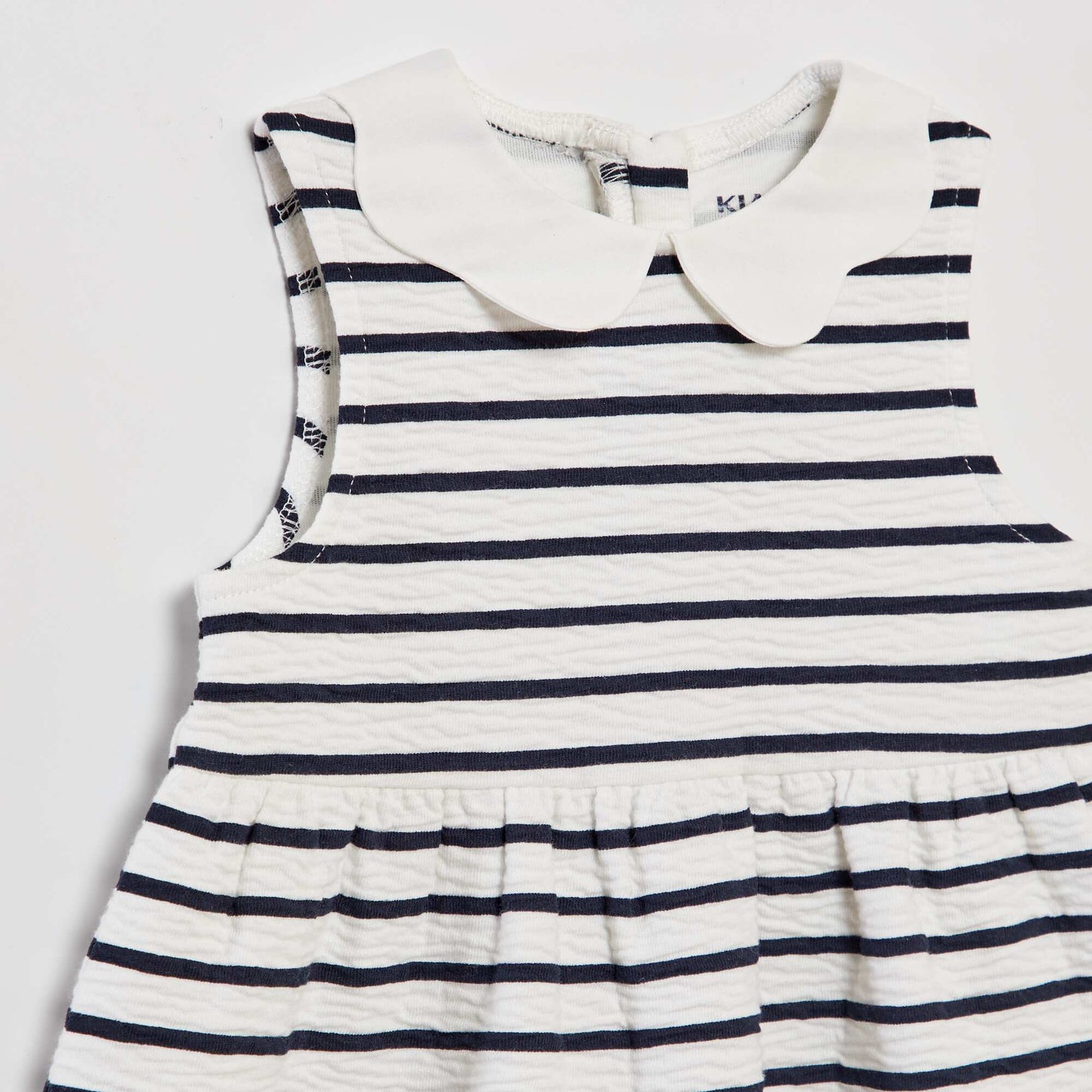 Crinkle-knit dress with Peter Pan collar WHITE