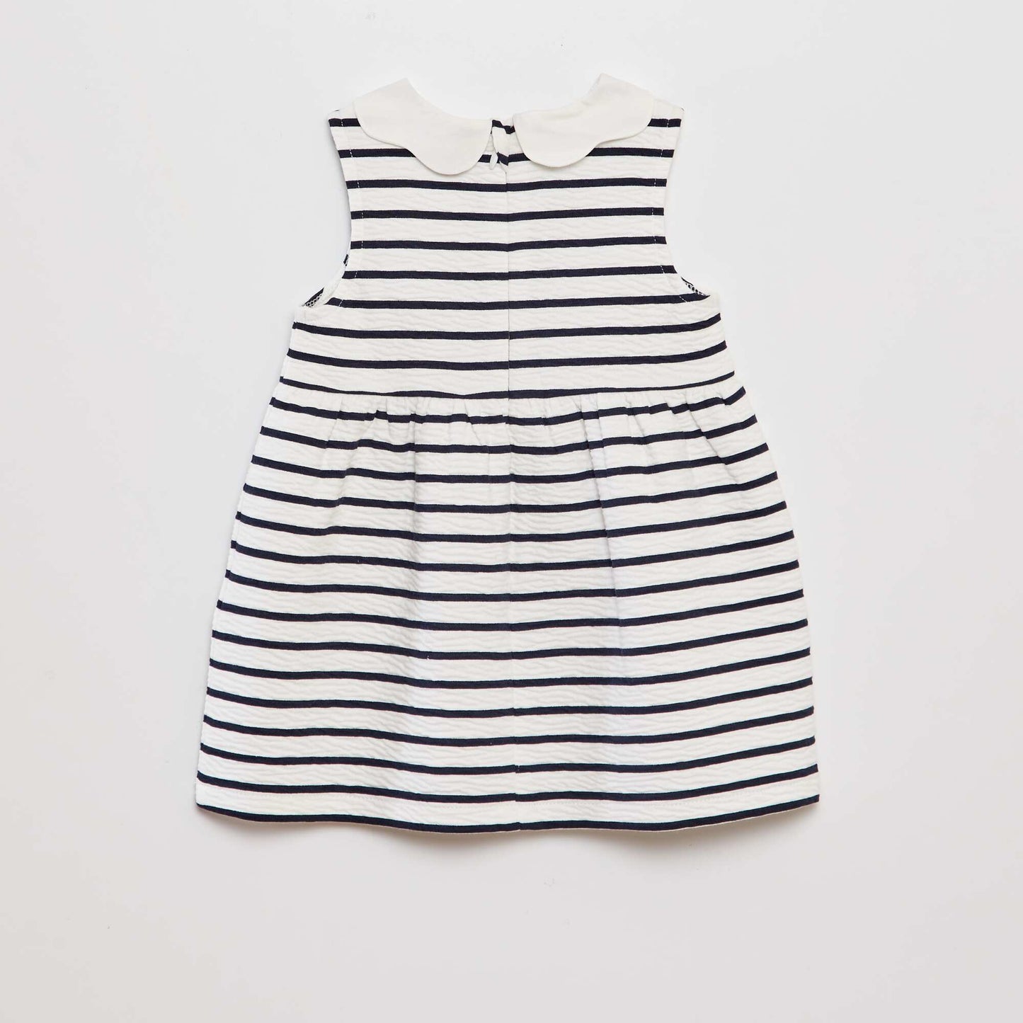 Crinkle-knit dress with Peter Pan collar WHITE