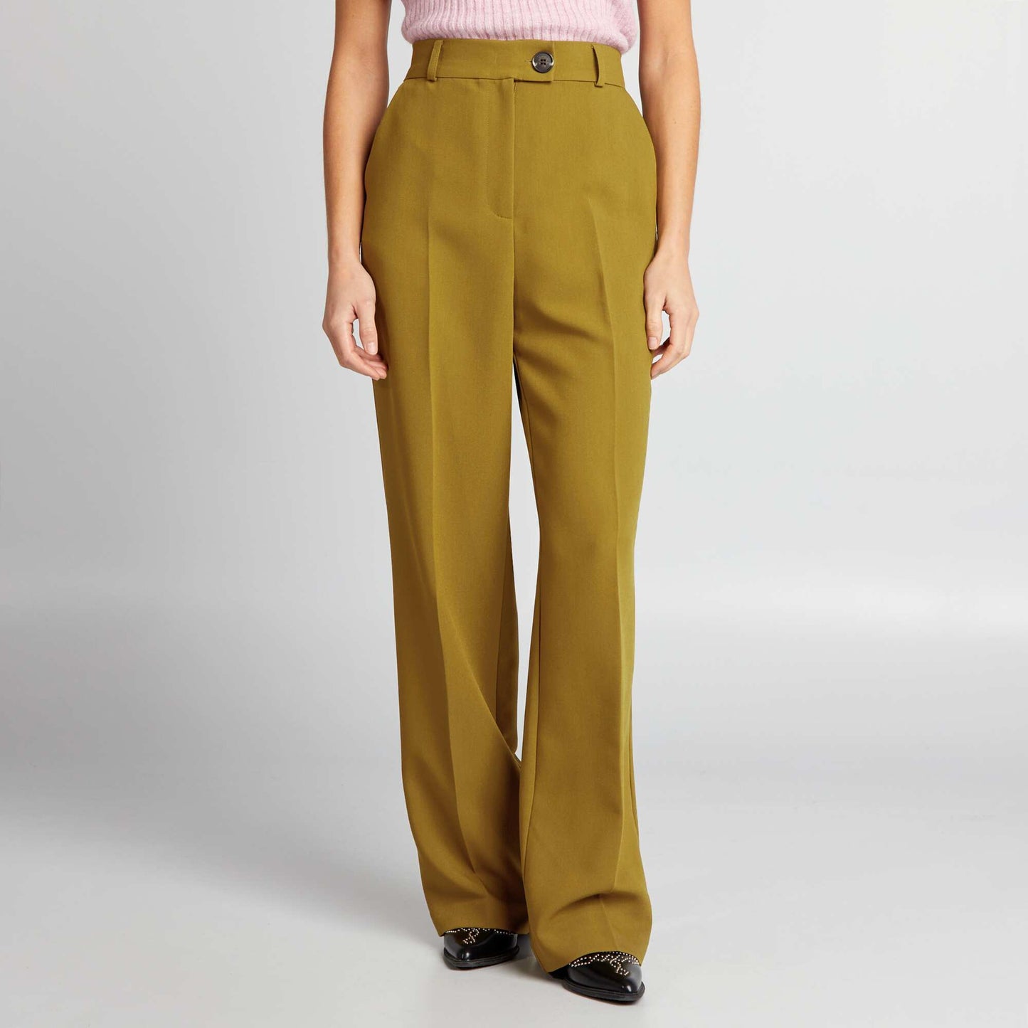 Pleated wide-leg trousers GREEN