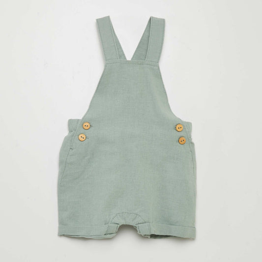 Linen-blend dungarees GREEN