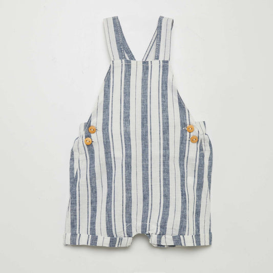 Linen-blend dungarees WHITE