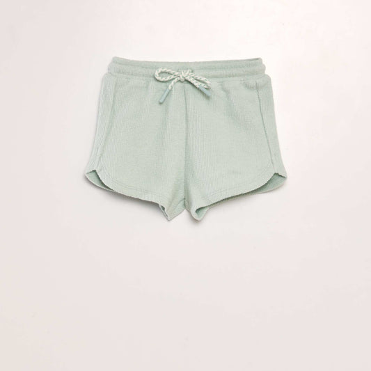 Plain towelling fabric shorts blue