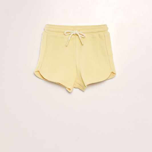 Plain towelling fabric shorts YELLOW