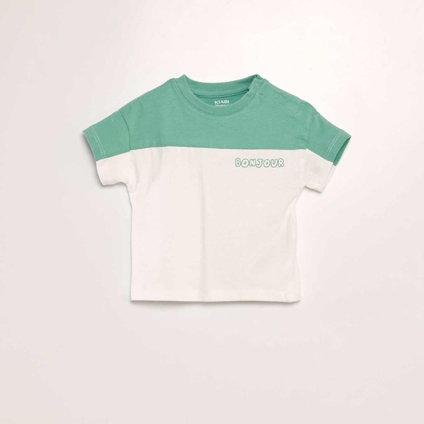 Round neck colour block T-shirt GREEN