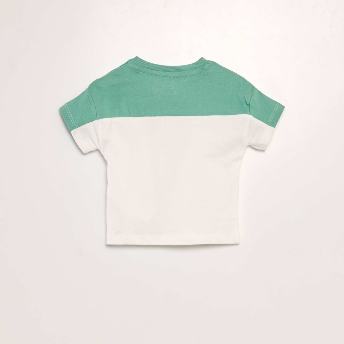 Round neck colour block T-shirt GREEN