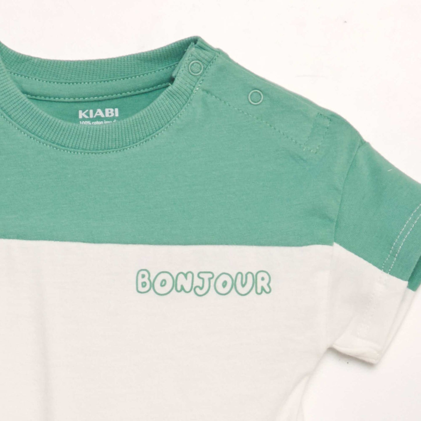 Round neck colour block T-shirt GREEN