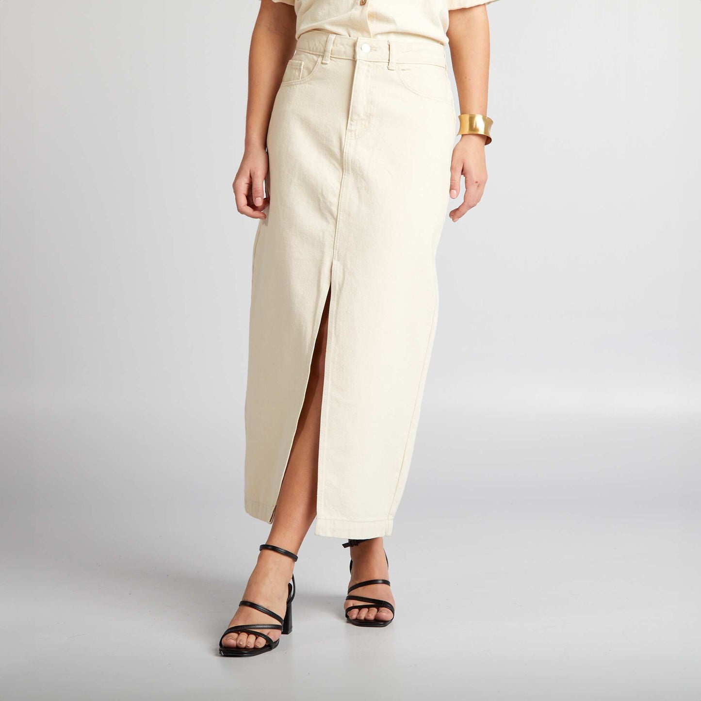 Straight midi skirt BEIGE