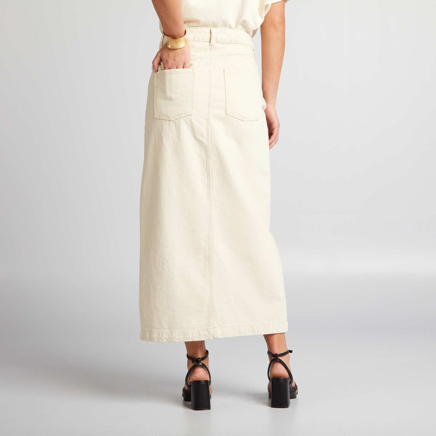 Straight midi skirt BEIGE