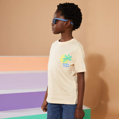 تي شيرت فضفاض مطبوع - إصدار جرافيكي - بيج