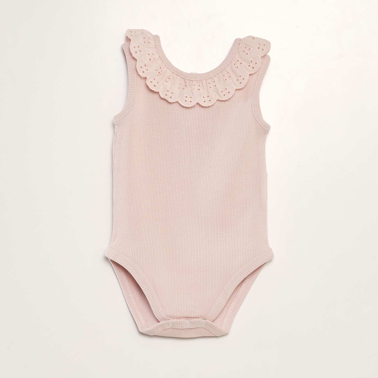 Ribbed bodysuit with embroidered neckline PINK